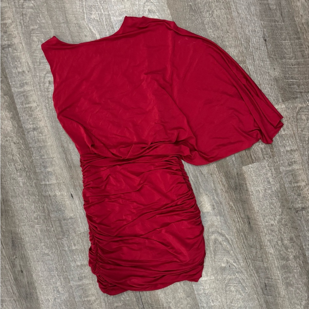 Sexy BCBGMaxAzaria Red Asymetrical BodyCon Dress Sz S - Picture 11 of 12